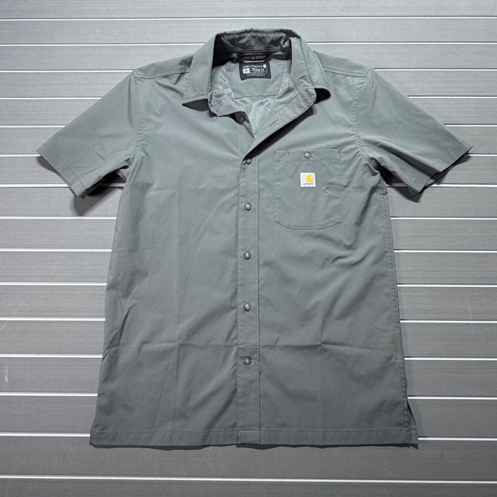 Carhartt Force Sun Defender Relaxed Fit Short Sleeve Shirt Gray Mens Small